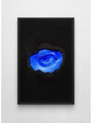 Lamazif Mavi Göz Soyut Sanat Çerçeveli Poster | Modern Minimal Duvar Tablosu 50X70 cm