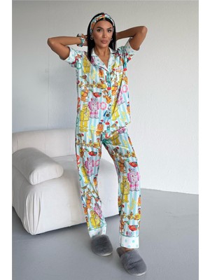 Coccolarsi Mondo Allegro Saten Kısa Kol Pantolon Pijama Takımı MA5806