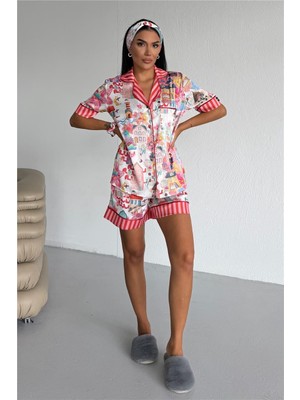Coccolarsi Viaggio Creativo Saten Kısa Pijama Takımı VCN2312