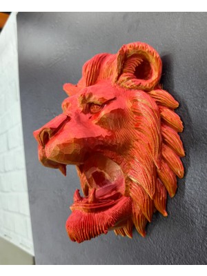 General Gold Kırmızı Aslan Duvar Dekoru Asılabilir Hediyelik 3D Heykel 20X21 cm