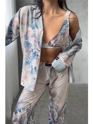 Coccolarsi Corso D'acqua Saten Üçlü Pijama Takımı CDK15