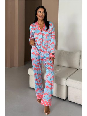 Coccolarsi Viaggio Creativo Saten Uzun Pijama Takımı VCK0306