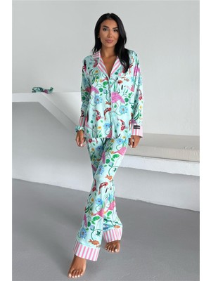 Coccolarsi Viaggio Creativo Saten Uzun Pijama Takımı VCK0311
