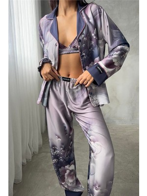 Coccolarsi Corso D'acqua Saten Üçlü Pijama Takımı CDK16