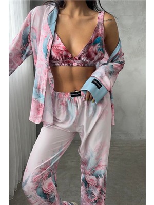 Coccolarsi Corso D'acqua Saten Üçlü Pijama Takımı CDK19