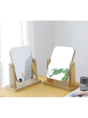 Calperia Ahşap Tasarımlı Masaüstü Makyaj Aynası, 18X13 cm