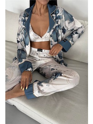 Coccolarsi Corso D'acqua Saten Üçlü Pijama Takımı CDK24