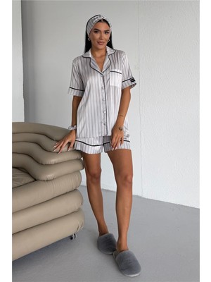 Coccolarsi Sogni Lineari Saten Kısa Pijama Takımı LDN07