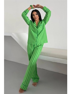 Coccolarsi Sottile Selvaggio Yeşil Uzun Pijama Takımı
