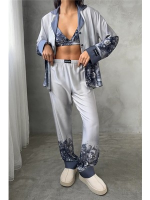 Coccolarsi Corso D'acqua Saten Üçlü Pijama Takımı CDK07
