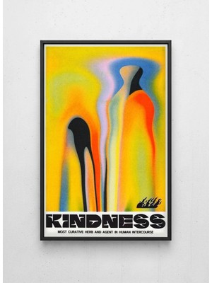 Lamazif Kindness Soyut Renkli Sanat Tablosu | Siyah Çerçeveli Modern Duvar Dekoru 50X70 cm