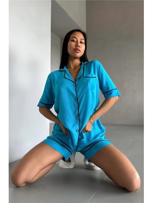 Coccolarsi Sonno Luce Mavi Viskon Kısa Pijama Takımı