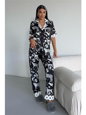 Coccolarsi Mondo Allegro Saten Kısa Kol Pantolon Pijama Takımı MA5810