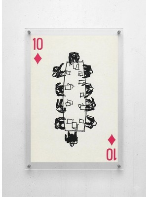 Lamazif Pleksi Cam Duvar Tablosu – 10 Karo Iskambil Temalı Modern Sanat Poster | Vidalamalı Akrilik Tablo