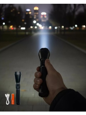 General Yüksek Lümenli Şarjlı El Feneri 9000MAH Güçlü Işık ve Taşıma Çantalı Set