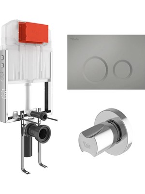 Kale Trıton Gömme Rezervuar Set Mat Krom CORRO+V100 Stop Valf