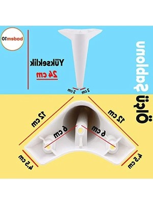 Calperia 24 cm Beyaz Lüks Mobilya Koltuk Ayağı - 4 Adet