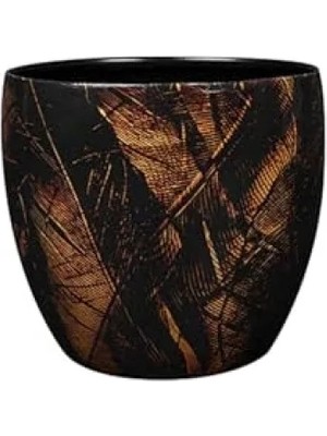 Calperia Dayanıklı Siyah Metal Saksı - 17X15 cm