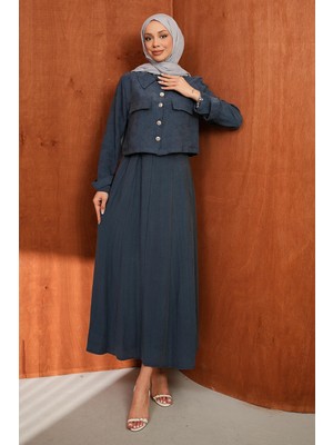 İmaj Butik Lacivert Ceket Elbise Ikili Kombin Takım