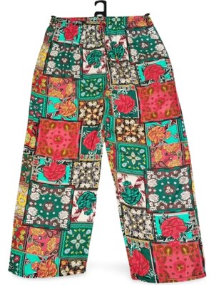 General Ithal Viskon Geniş Paça Şık Etnik Otantik Desenli Pantolon - Royaleks - Desen4