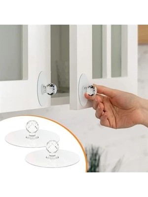 Calperia Kendinden Yapışkanlı Kristal Kulp Askısı - 2 Adet, Çok Amaçlı Kullanım