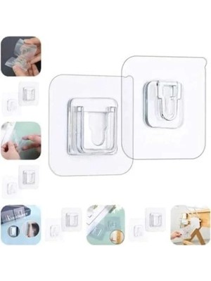 Calperia Çift Taraflı Yapışkanlı Geçmeli Klips Seti - 10 Çift Eşya Sabitleme Askısı