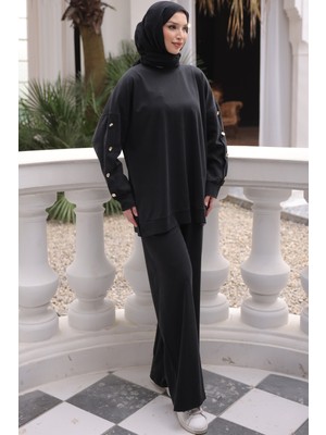 İmaj Butik Siyah Tunik Pantolonlu Modal Takım