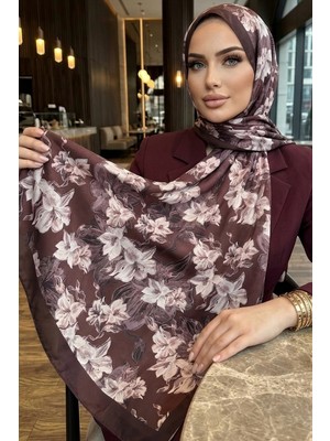 İmaj Butik Bordo Krem Ipekhan Desenli Soft Dijital Şal