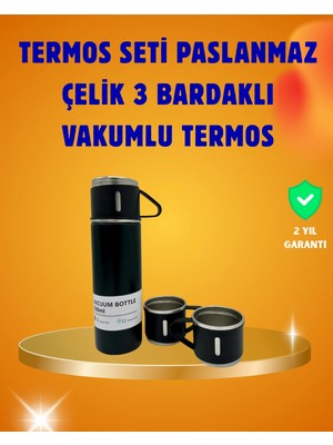 500 ml Isı Korumalı Çelik Termos ve Bardak Seti | Silikon Tabanlı, Şık ve Pratik