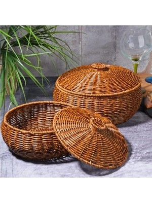 Calperia Iki Adet Yuvarlak Dekoratif Sepet