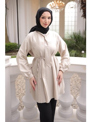 İmaj Butik Taş Fular Yakalı Piliseli Tunik