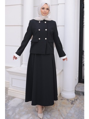 İmaj Butik Siyah Ceket Etekli Krep Takım