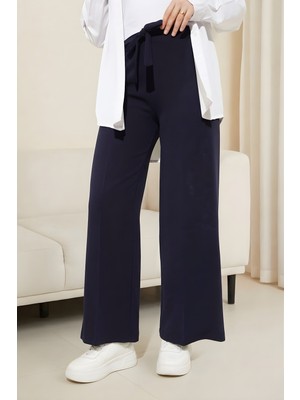İmaj Butik Lacivert Bel Lastikli Cepli Bol Paça Pantolon