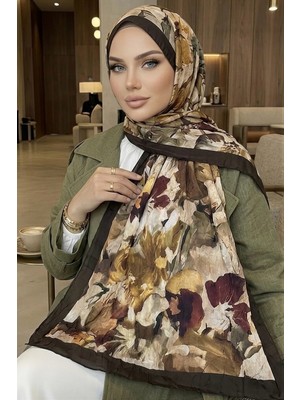 İmaj Butik Haki/vizon Ipekhan Desenli Kraş Şal