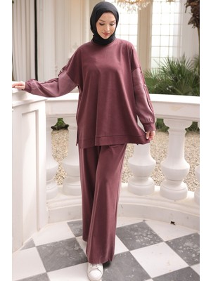 İmaj Butik Mürdüm Tunik Pantolonlu Modal Takım