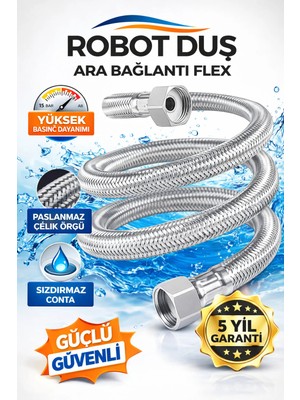 DESIPHON 70 cm Çelik Örgülü Kısa Ara Duş Hortumu Spiral Robot Tepe Bağlantı Dayanıklı Patlamaz Sızdırmaz