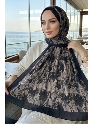 İmaj Butik Antrasit Ipekhan Desenli Kraş Şal