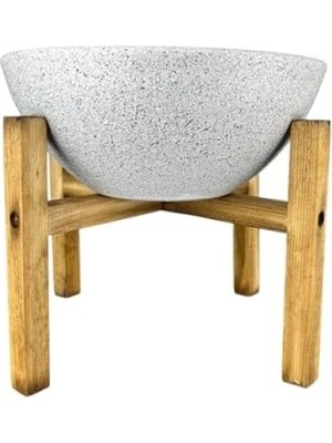 Calperia Beyaz Granit 4 Ayaklı Toprak Saksı 20 cm Çap