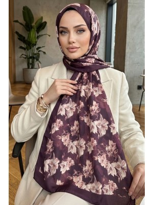 İmaj Butik Mor Ipekhan Desenli Soft Dijital Şal
