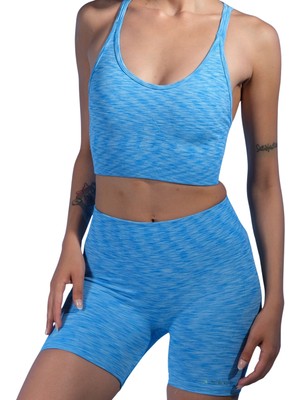 Tayt Crop Takım-Mavi