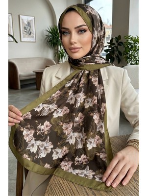 İmaj Butik Yağ Yeşili Ipekhan Desenli Soft Dijital Şal