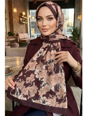 İmaj Butik Bordo Ipekhan Desenli Soft Dijital Şal