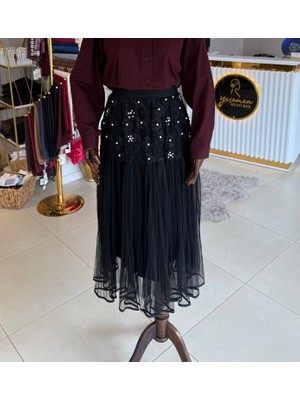 Robin Taş Detaylı Tütü Etek- Siyah