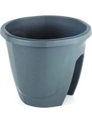 Calperia 29,7 cm 7,5 Litre Antrasit Balkon Saksısı, Askı Aparatlı