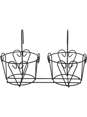 Calperia Metal Ferforje 2'li Balkon Saksısı, 42X19X24 Cm, Şık ve Dekoratif