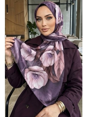 İmaj Butik Mor Desenli Soft Şal