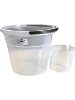 Calperia Şeffaf Plastik Kova Seti - 2 Parça, Siyah Tutacaklı