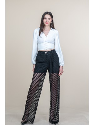 MissVina Tül Dantel Içi Şortlu Bol Paça Pantolon 30371