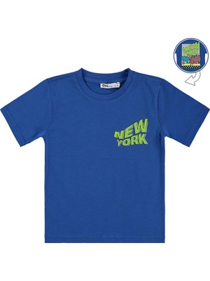 Civil Boys Newyork Basklı 2-5 Yaş Tişört - Mavi