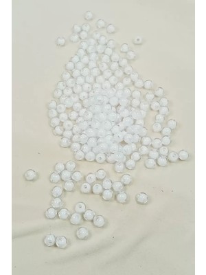 General Yuvarlak Boncuk Içten Boncuklu Bileklik Çanta Boncuğu 8 mm 50 gr Beyaz - BNC470